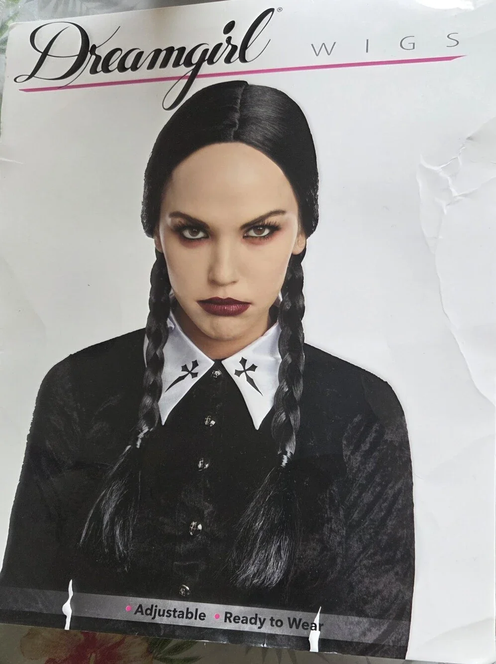 Wednesday Addams Dreamgirl Black Long Braided Wig with Center Part
